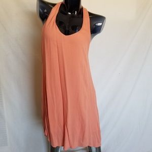 Peach mini dress t-strap back | v-neck